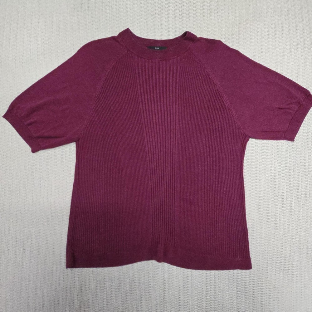 Murano Sweater Mens XL Purple Silk Crewneck Short Sleeve Knit Lightweight Casual